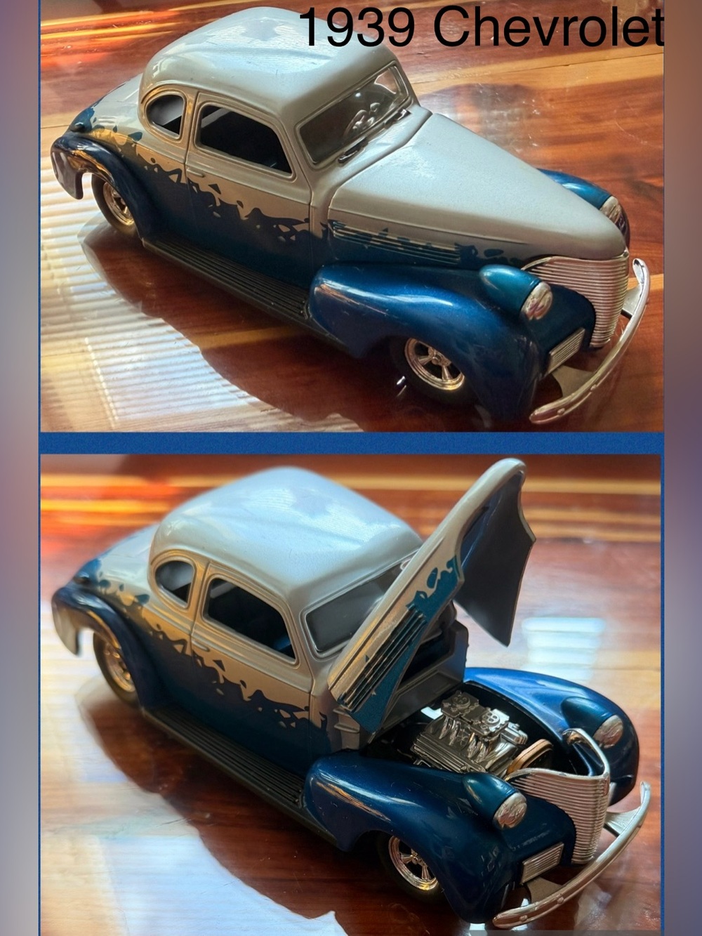 Classic Blue and Gray Retro Toy Car - Kids Toys
